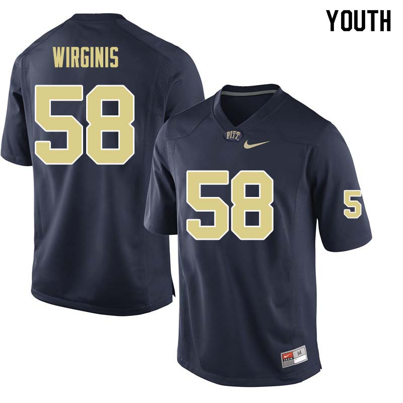 Youth #58 Quintin Wirginis Pittsburgh Panthers College Football Jerseys Sale-Navy